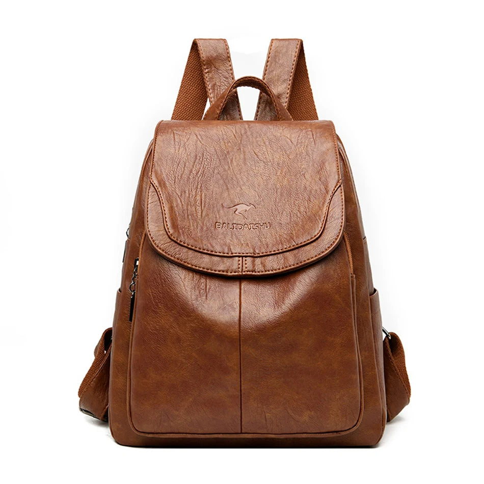 Edith | Leather Anti-Theft Backpack