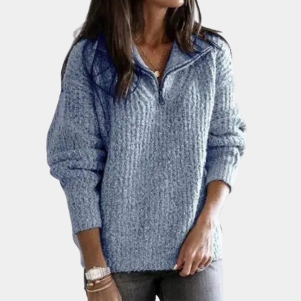 Theodora | Women's Sweater with Half Zip