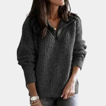 Theodora | Women's Sweater with Half Zip