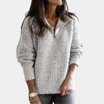 Theodora | Women's Sweater with Half Zip