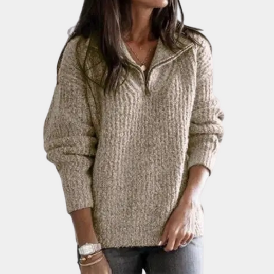 Theodora | Women's Sweater with Half Zip