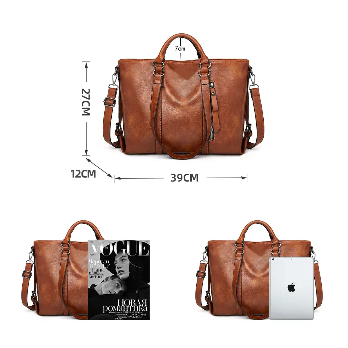 Jemima | Leather Shoulder Bag with Large Capacity