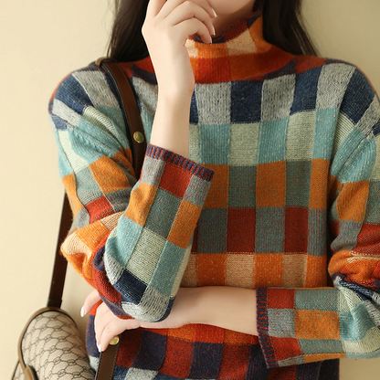 Evangeline | Patchwork Turtleneck Sweater by Couture