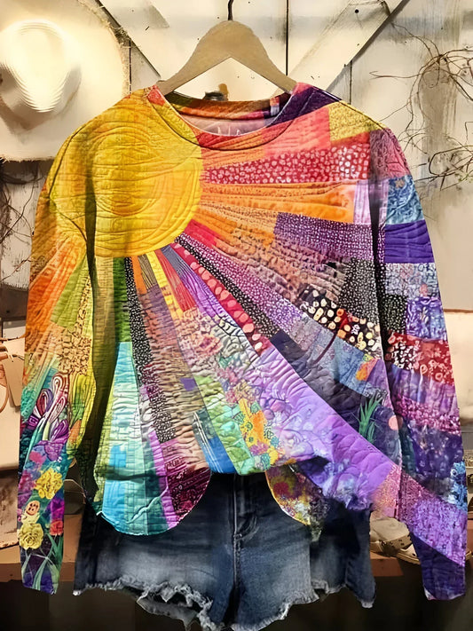 Harper | Colorful Sun Collage Sweatshirt