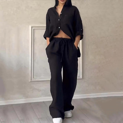 Mia | Button-Down Shirt And Pants Set